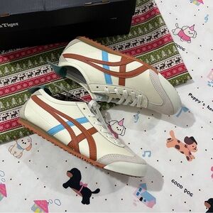 Onitsuka Tiger by Asics Cream Blue Brown Sneakers